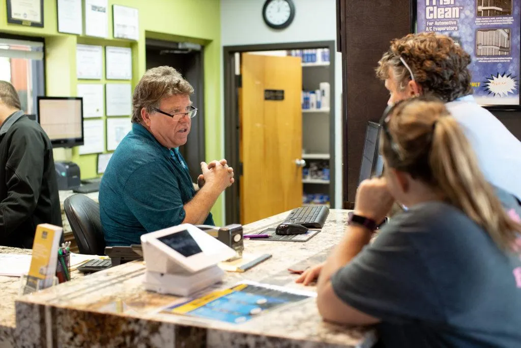 Helping customers in shop