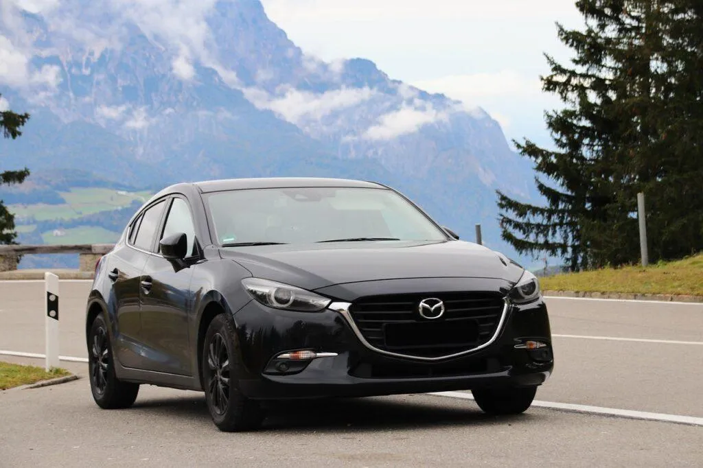 mazda, mazda 3, automobile, vehicle, dare, nature, mountains, mountain road